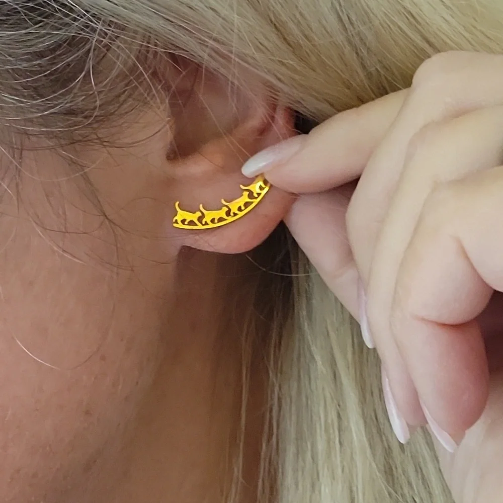 MARCHING CATS CLIMBER EARRINGS, Choice of Color